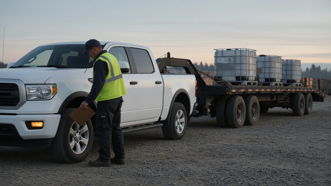 Illustration: Driver doing a pre-trip inspection